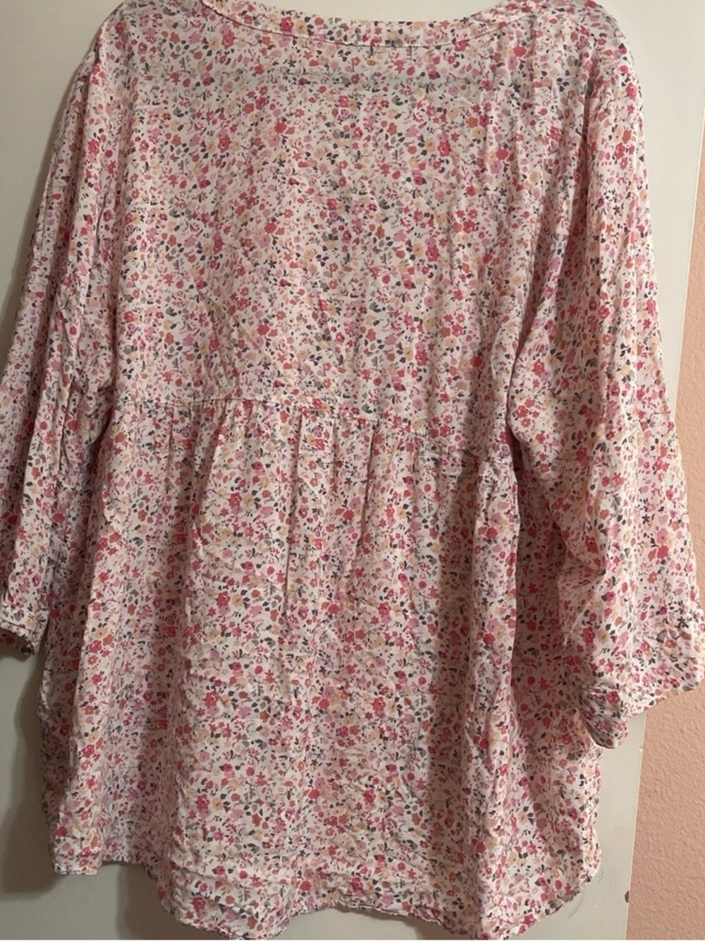 Relaxed Pink Floral Peplum Blouse